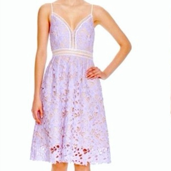AQUA • Emma Lavender/Lilac Lace Midi Dress - Picture 3 of 10